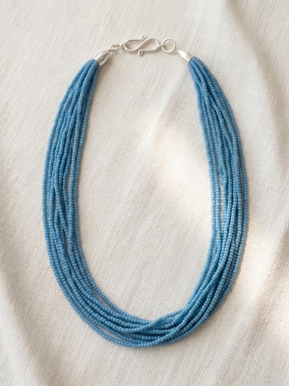 Handmade New Mexico Turquoise Blue Multi-Strand Choker Necklace